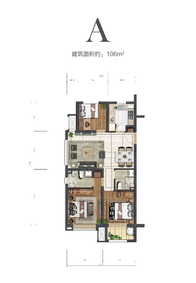 澳门赌场中环云著106㎡户型图