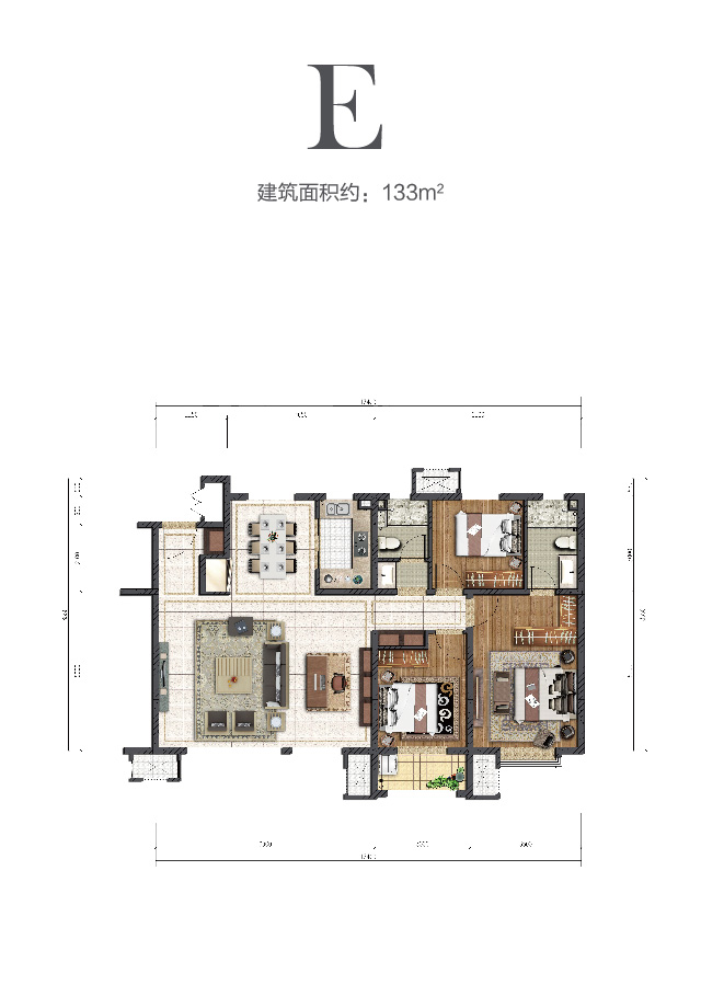 澳门赌场中环云著133㎡户型图